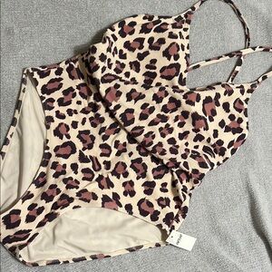 Aerie Leopard Print One Piece Swimsuit